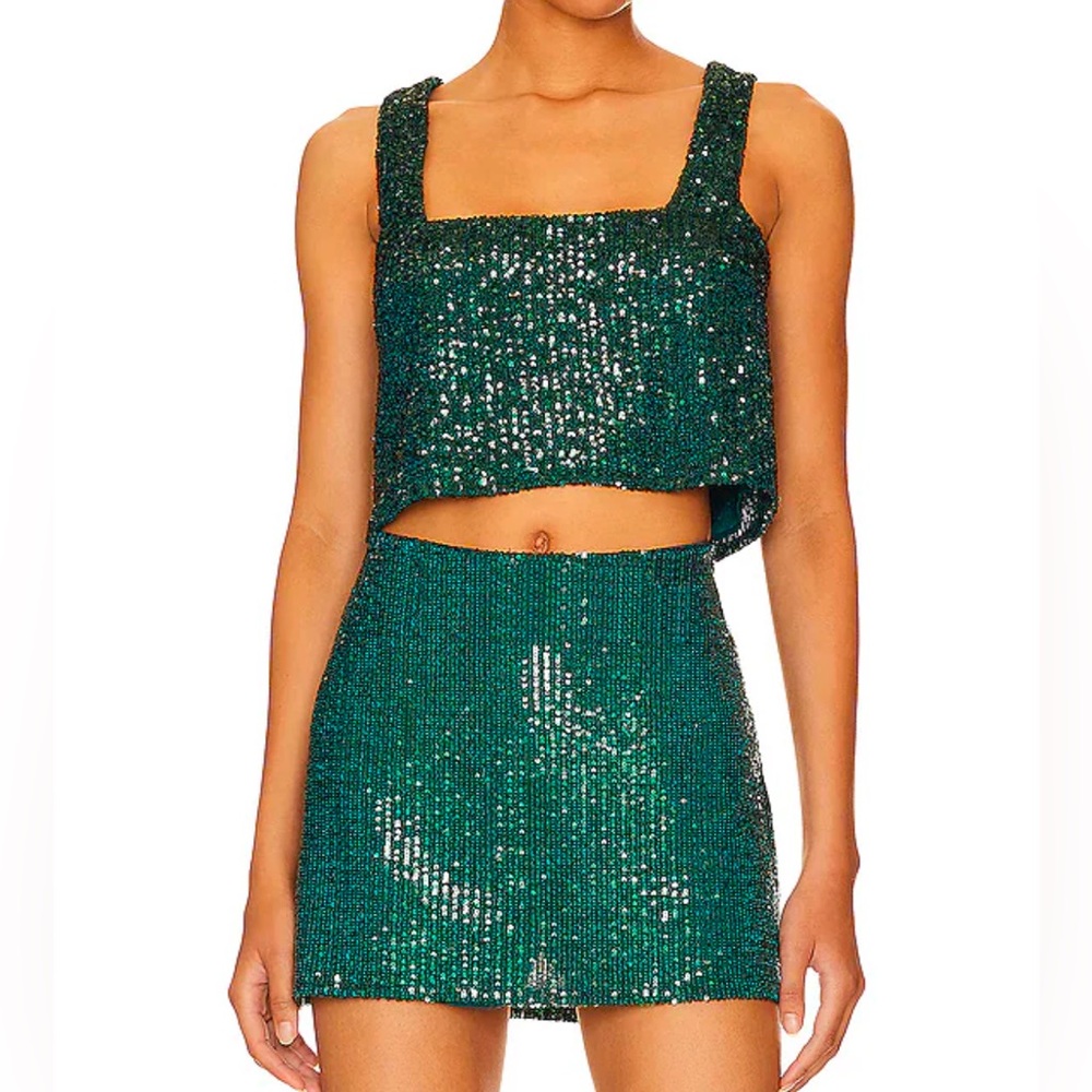 Show Me Your MuMu Emerald Green Sequin Skirt